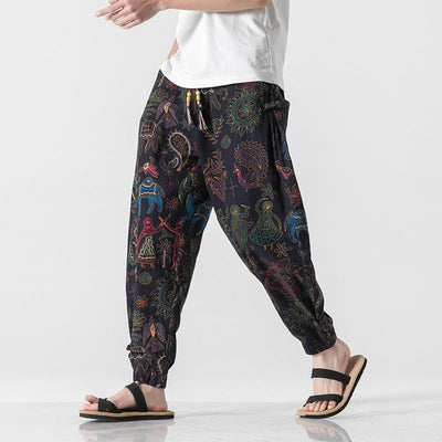 Men's Beach Pants Retro Buckle Casual Trousers SHOPPORA