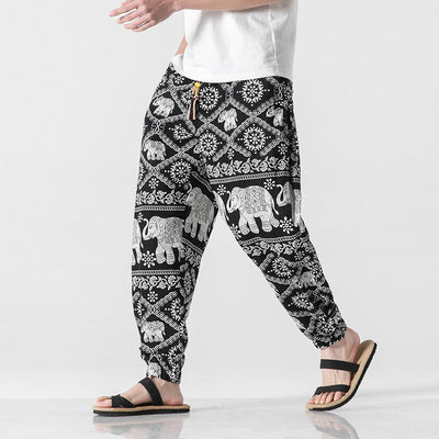 Men's Beach Pants Retro Buckle Casual Trousers SHOPPORA