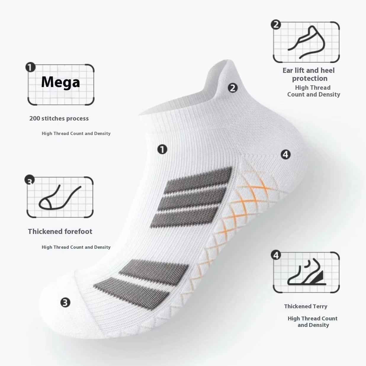 Men's Sports Shock Absorption Anti-skid Anti-sweat Deodorant Socks For Running