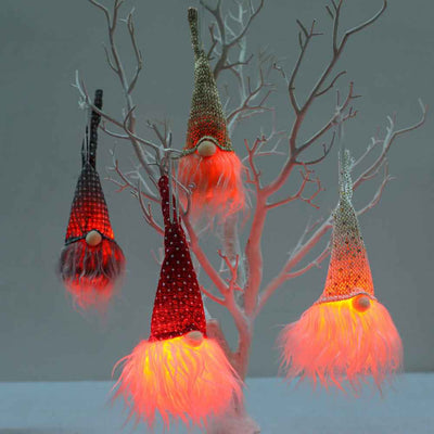 Christmas Decorations Forest Elderly Pendant With Lights Faceless Doll Light-emitting Small Hanging Tree Ornaments