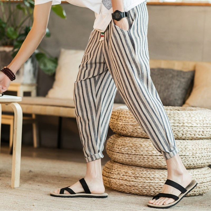 Chinese Style New Cotton And Linen Large Size Casual Youth Feet Japanese Men's Pants SHOPPORA