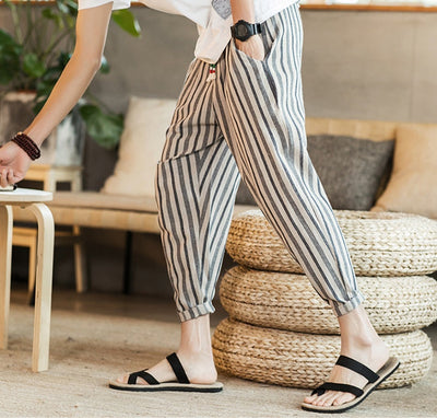 Chinese Style New Cotton And Linen Large Size Casual Youth Feet Japanese Men's Pants SHOPPORA
