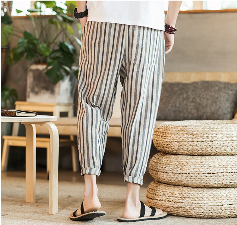 Chinese Style New Cotton And Linen Large Size Casual Youth Feet Japanese Men's Pants SHOPPORA