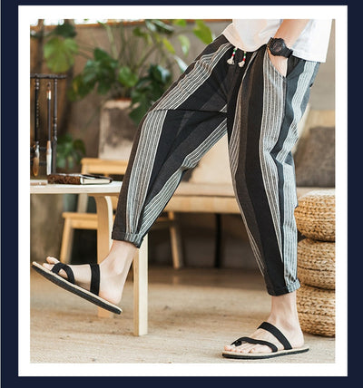Chinese Style New Cotton And Linen Large Size Casual Youth Feet Japanese Men's Pants SHOPPORA