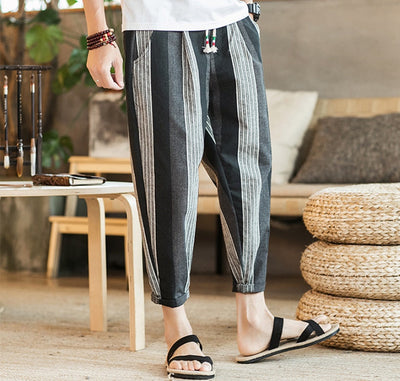 Chinese Style New Cotton And Linen Large Size Casual Youth Feet Japanese Men's Pants SHOPPORA