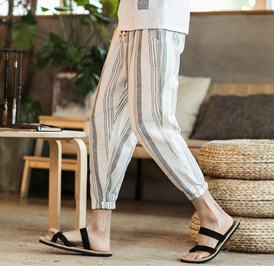 Chinese Style New Cotton And Linen Large Size Casual Youth Feet Japanese Men's Pants SHOPPORA