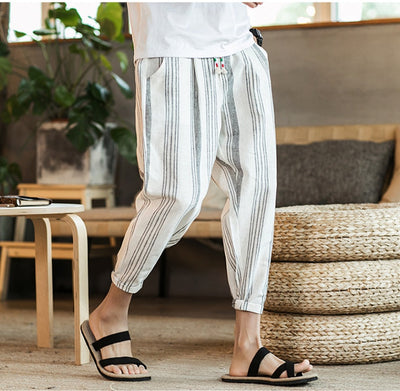Chinese Style New Cotton And Linen Large Size Casual Youth Feet Japanese Men's Pants SHOPPORA