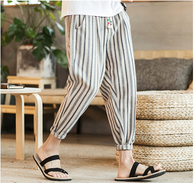 Chinese Style New Cotton And Linen Large Size Casual Youth Feet Japanese Men's Pants SHOPPORA