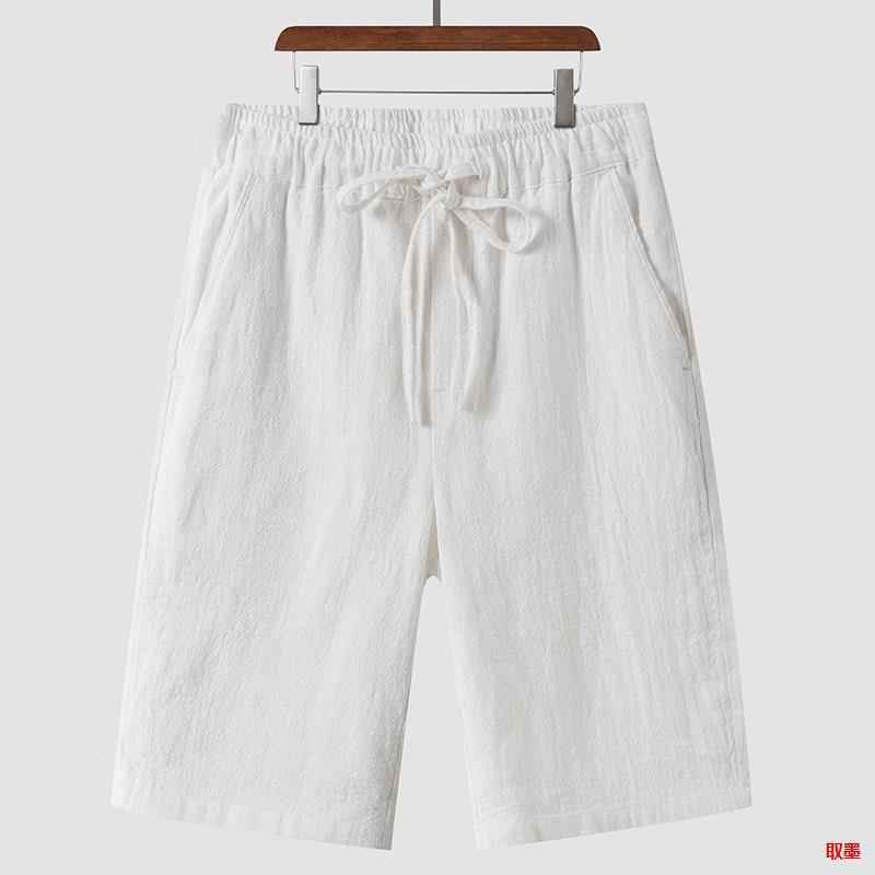 Linen Shorts Men's Casual Loose Cropped Pants