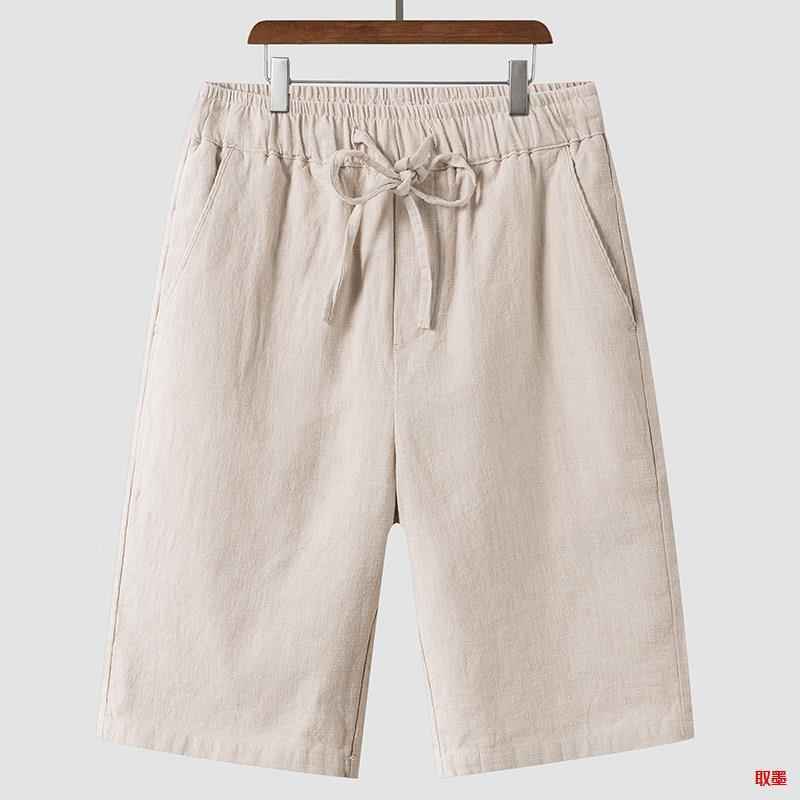 Linen Shorts Men's Casual Loose Cropped Pants