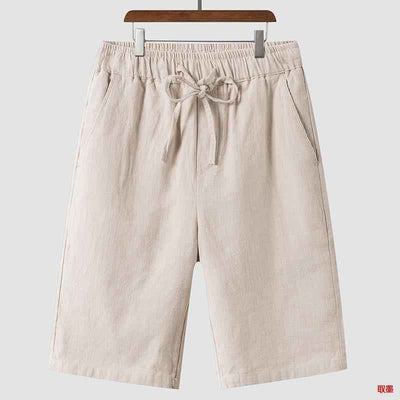 Linen Shorts Men's Casual Loose Cropped Pants