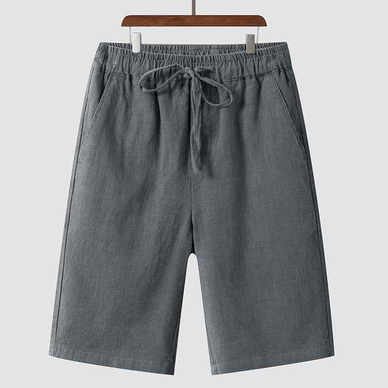 Linen Shorts Men's Casual Loose Cropped Pants