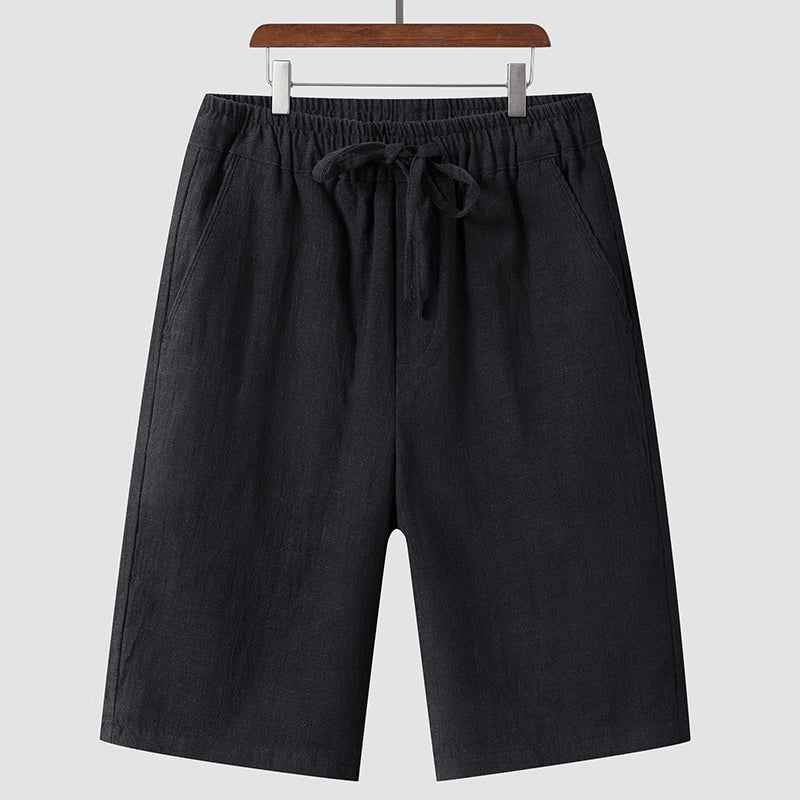 Linen Shorts Men's Casual Loose Cropped Pants