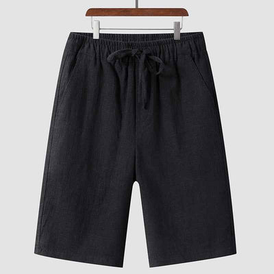 Linen Shorts Men's Casual Loose Cropped Pants