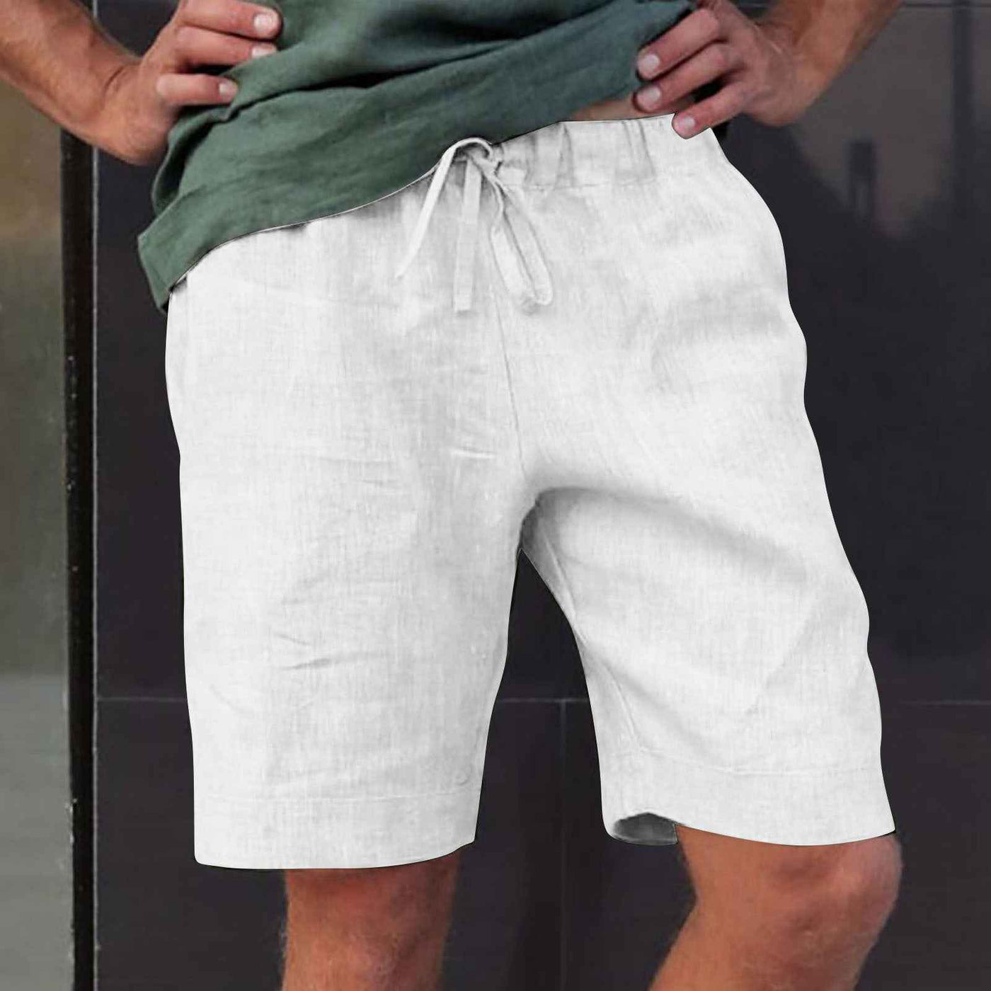 Men's New Linen Multi-pocket Drawstring Casual Shorts