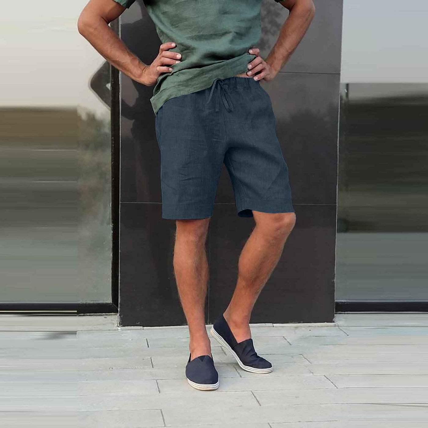 Men's New Linen Multi-pocket Drawstring Casual Shorts