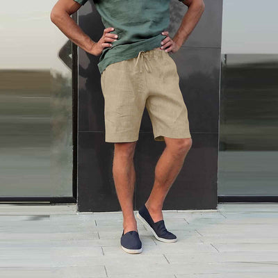 Men's New Linen Multi-pocket Drawstring Casual Shorts