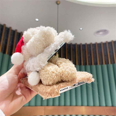 Christmas Bear Plush Mobile Phone Case