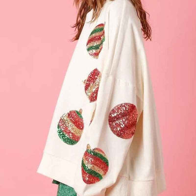 Autumn And Winter Sequined Embroidered Fashionable Round Neck Long Sleeve Sequin Stitching Christmas Sweater For Women