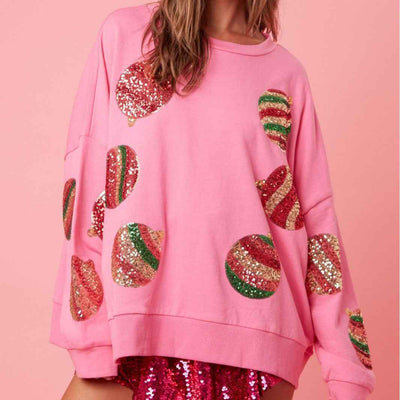 Autumn And Winter Sequined Embroidered Fashionable Round Neck Long Sleeve Sequin Stitching Christmas Sweater For Women