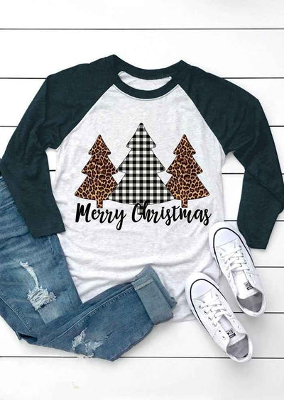 Christmas print cotton pullover T-shirt