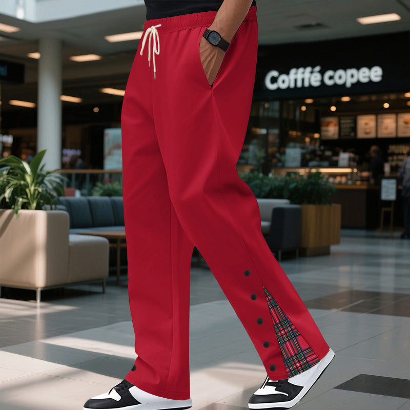 Contrast Color Drawstring No Fly Straight Track Sweatpants SHOPPORA