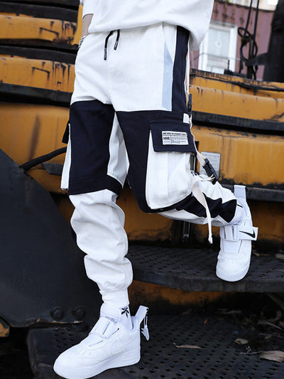 Drawstring Pants Pants Hip Hop Loose Stitching Contrast Color Casual Pants Boys Overalls SHOPPORA