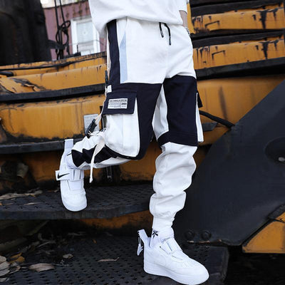 Drawstring Pants Pants Hip Hop Loose Stitching Contrast Color Casual Pants Boys Overalls SHOPPORA