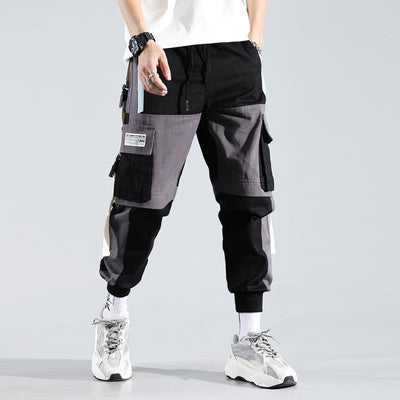 Drawstring Pants Pants Hip Hop Loose Stitching Contrast Color Casual Pants Boys Overalls SHOPPORA