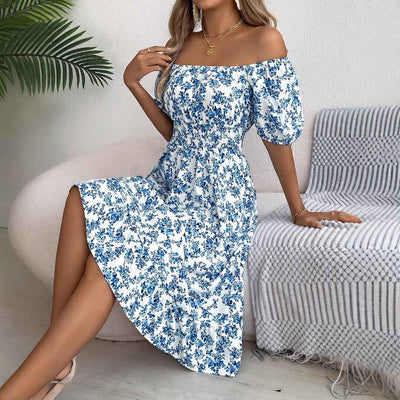 Floral Print Square Collar Dress Summer Fashion Ruffles Dresses Women's Clothing