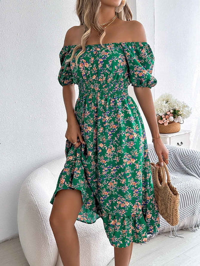 Floral Print Square Collar Dress Summer Fashion Ruffles Dresses Women's Clothing