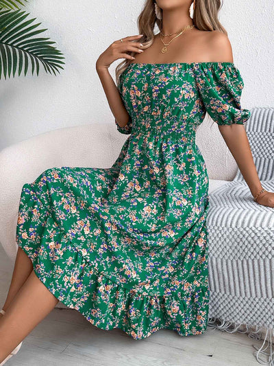 Floral Print Square Collar Dress Summer Fashion Ruffles Dresses Women's Clothing