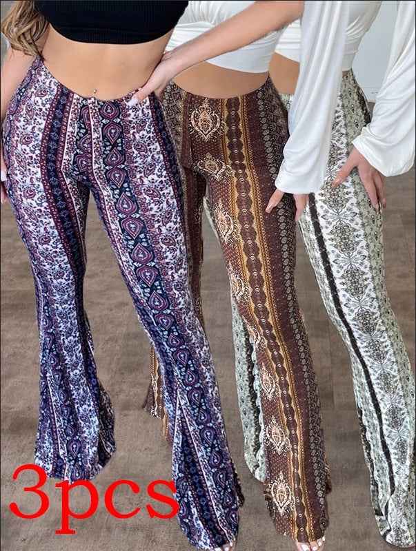 High Elastic Tight Pants Slim Sexy Print Trousers Womens Clothing