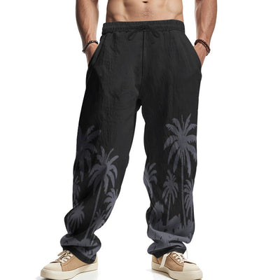 Men's Hawaiian Printed Wide-leg Pants Mid-waist SHOPPORA