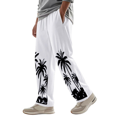 Men's Hawaiian Printed Wide-leg Pants Mid-waist SHOPPORA