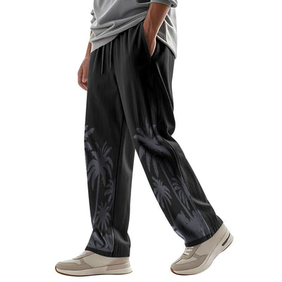 Men's Hawaiian Printed Wide-leg Pants Mid-waist SHOPPORA