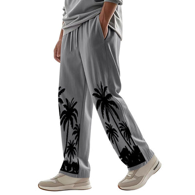 Men's Hawaiian Printed Wide-leg Pants Mid-waist SHOPPORA