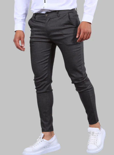 Men's Solid Color Twill Slim Fit Stretch Feet Pants SHOPPORA