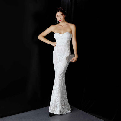 Sequined Long Dress Skirt Prom Party Etiquette Celebration Evening Dress