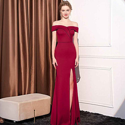 Women's Off-shoulder Slim-fit Elegant Ladies Banquet Dinner Long Fish Tail Skirt