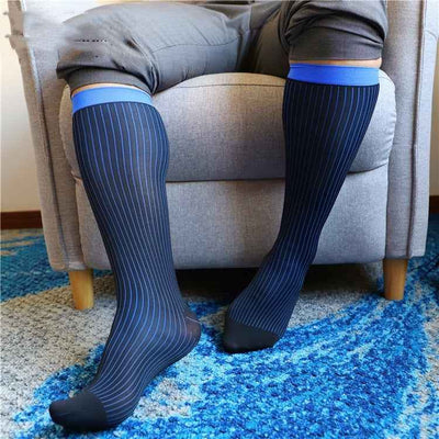 Long Tube Color Striped Men's Nylon Stockings