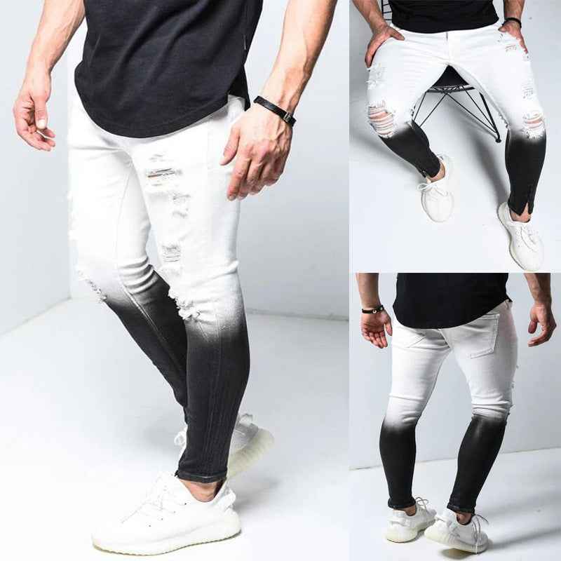 Shredded stretch skinny jeans