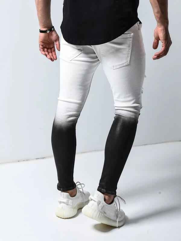 Shredded stretch skinny jeans