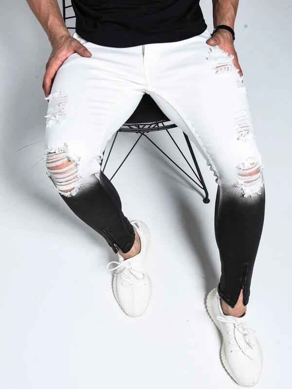 Shredded stretch skinny jeans