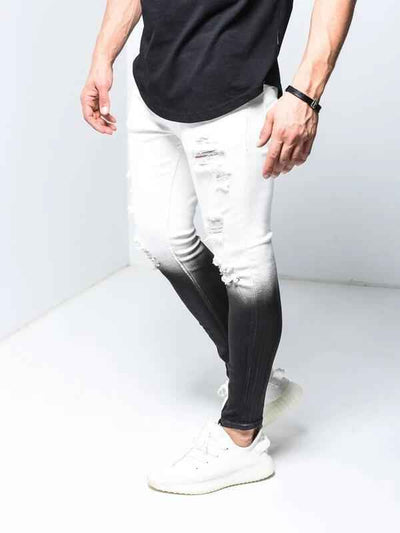 Shredded stretch skinny jeans