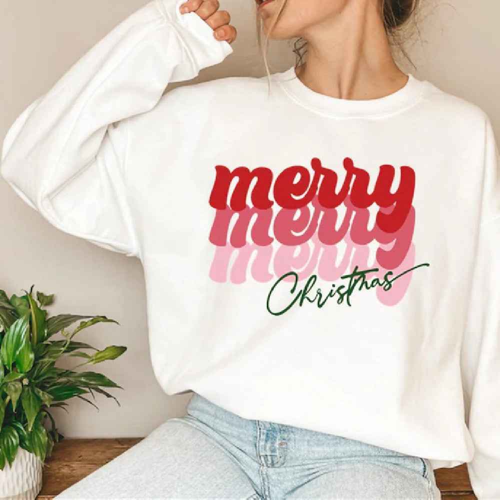 Christmas Creative Merry Christmas Letter Print Top
