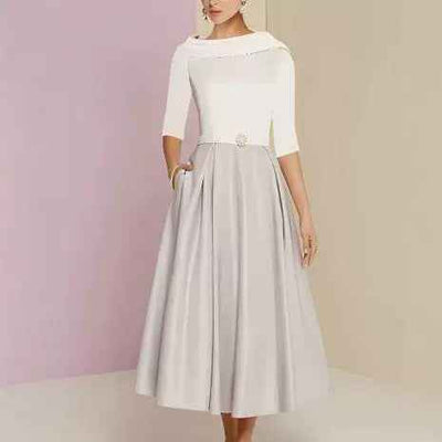 Formal Banquet Temperament Formal Daily Style Off-shoulder Half Sleeve Dress