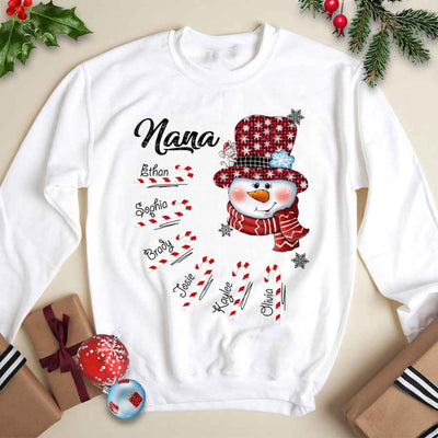 Snowman Candy Cane Christmas Round Neck Sweater