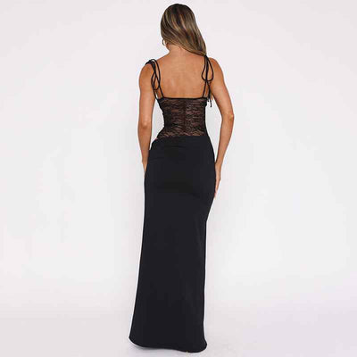Y2K Lace Suspender Dress Fashion Sexy Lace Long Dresses Party Evening Club Beach Clothing For Women