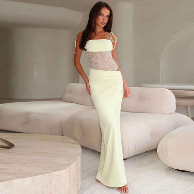 Y2K Lace Suspender Dress Fashion Sexy Lace Long Dresses Party Evening Club Beach Clothing For Women